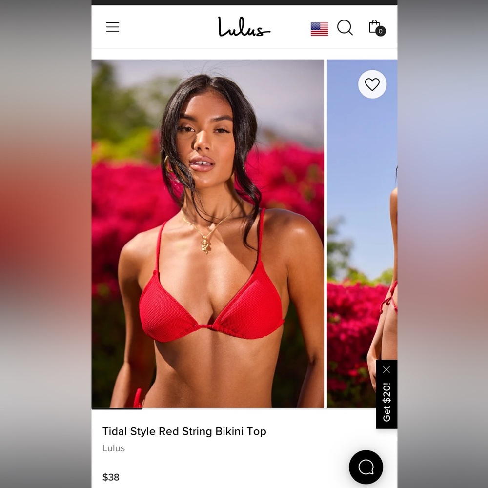 Tidal Style Red String Bikini Top Lulus